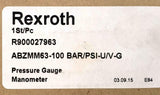 Rexroth R900027963 Pressure Gauge 0-1450 PSI 0-100 Bar (7 Available)