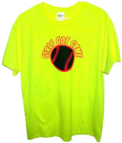 Women's Girl's Yellow "Girl's Got Game" Tee-Shirts Large 24 Available