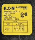 Eaton Bussmann JM60060-XMW12 Fuse Holder 600 V 60 Amps