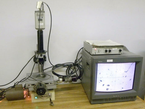 DIGITAL MICROSCOPE W/ UNITRON PROJECTOR BASE, CROSSHAIR GENERATOR & SONY MONITOR