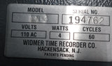 Widmer Time Recorder Co. DN-3 Electronic Date & Time Clock Stamp W/ Key 110V 4W