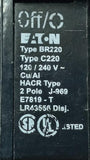 Lot of (2) Eaton BR220 2 PoleCircuit Breaker 20A 120/240VAC 1 PH Plug-In