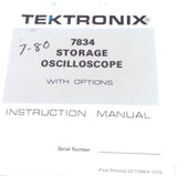 Tektronix 7834 Storage Oscilloscope Instruction Manual