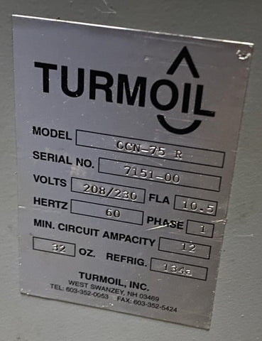 Turmoil OCN-75 R Oil Cooler Chiller 134A 208/230V 1 Phase – Surplus Select