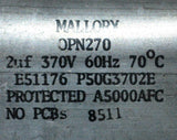 MALLORY OPN270 CAPACITOR 2 UF 370 VOLTS