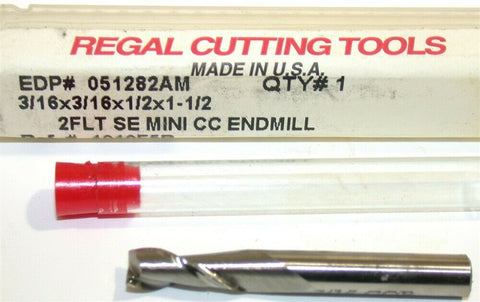 Up to 4 New Regal 3/16" 2 Flute HSS End Mills 051282AM