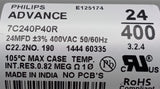 Philips Advance 7C240P40R Dry Film HID Capacitor 400VAC 50/60HZ 105°C Max +/-3%