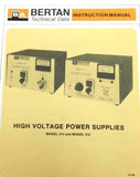 Bertan Models 214 & 215 High Voltage Power Supplies Instruction Manual